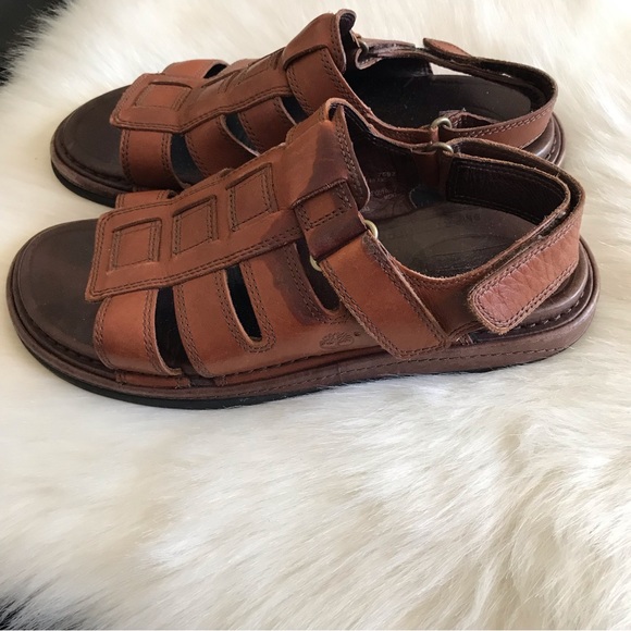 Timberland ⚜️ Brown Genuine Leather Men’s Sandals - Picture 7 of 14